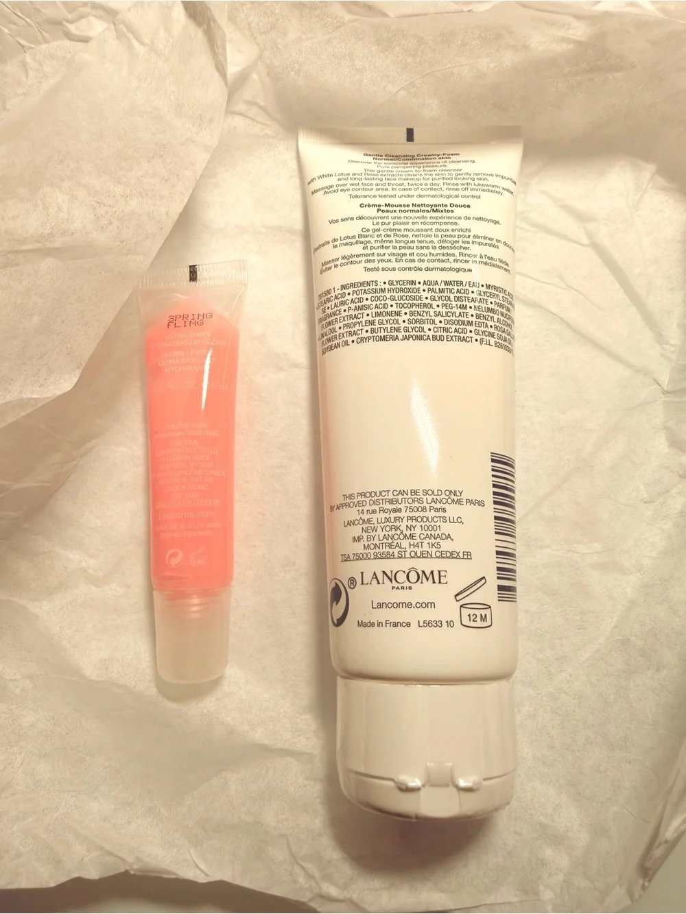 Juicy Tubes Lip Gloss - Sheer Pink and Lancôme Creamy Radiance cleanser